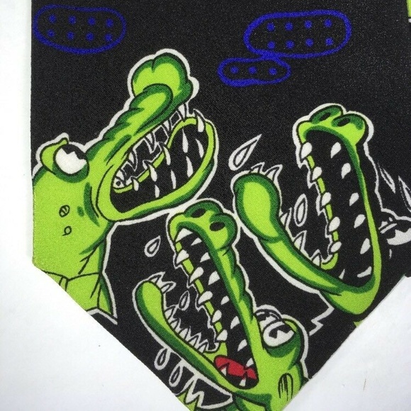 MICKEY MOUSE with DRAGONS Blue Polkadot Silk Tie - Picture 6 of 8